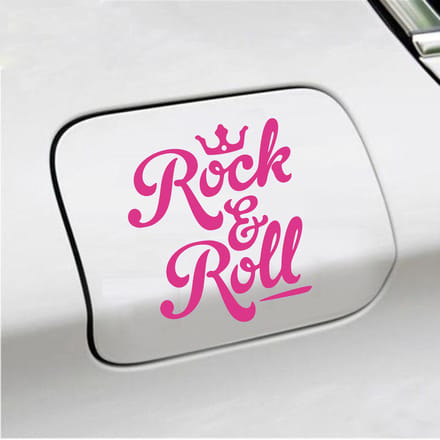 Bumpersticker - Rock & Roll - 11,3 X 13 - Roze