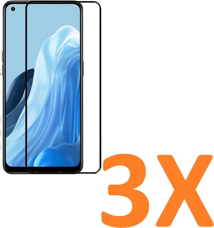 Volledige dekking Screenprotector Glas - Tempered Glass Screen Protector Geschikt voor: Oppo Reno 8 lite -  - 3x
