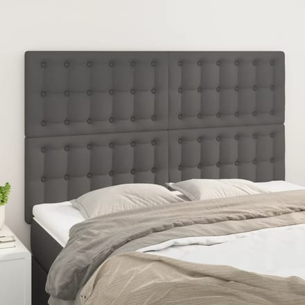 vidaXL - Hoofdbord - grijs - 144x5x118/128 - cm - kunstleer
