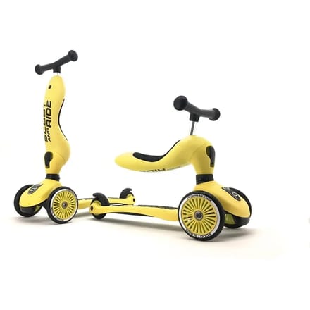 Scoot & Ride Highwaykick 1 – 2-in-1 Kinderstep – Loopfiets en Step in Één – Verstelbaar Zonder Gereedschap – Lemon