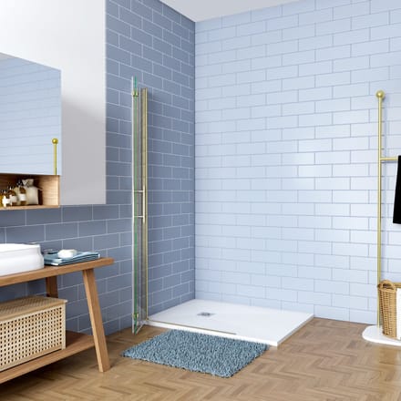 Inloopdouche-douchewand 105x195cm 6mm NANO EasyClean veiligheidsglas goud aluminium profiel