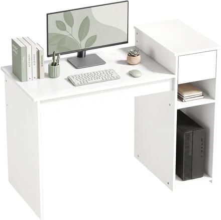 HOMCOM Bureau met planken - Spaanplaat, metaal - 108 x 50 x 82 cm - Wit