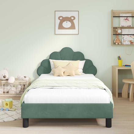 vidaXL - Kinderen - bedframe - met - hoofdboard - Zeegroen - 90 - x - 200 - cm - Fluweel