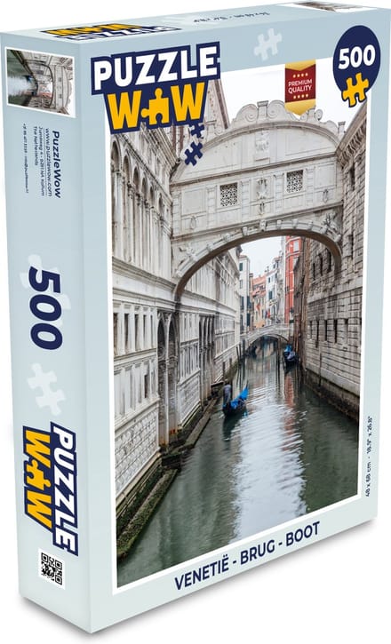 Puzzel Venetië - Brug - Boot - Legpuzzel - Puzzel 500 stukjes