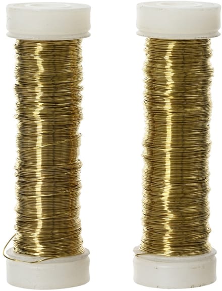 Decoris Binddraad/wikkeldraad - 2x rolletjes - goud - 30 m x 0,3 mm - hobbydraad/bloemendraad