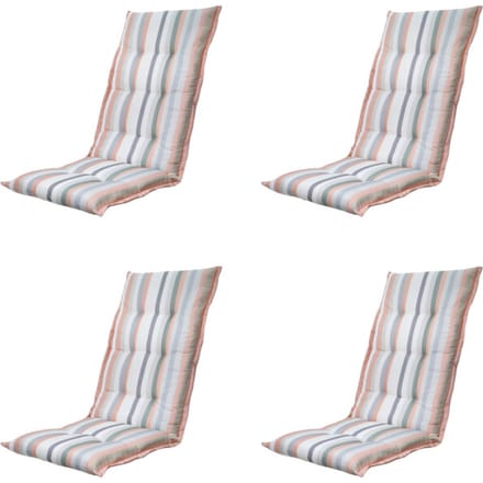 Madison - Tuinstoelkussen Hoge Rug Righe salmone - Ca. 123x50 cm - Set van 4