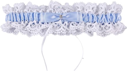 Bruidskousenband - Kanten band - Bruiloft accessoire - Elastisch katoen - Tot 63.5 cm - Blauw