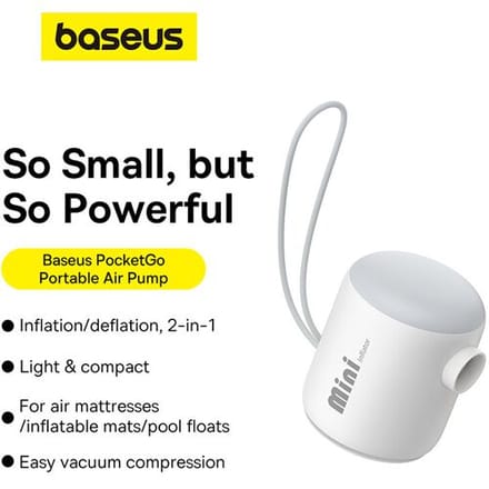Baseus PocketGo draagbare luchtcompressor Stellar White