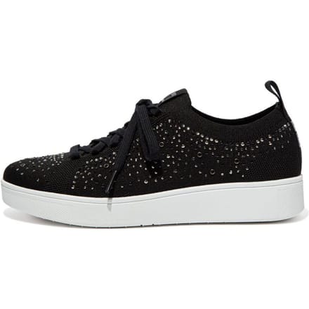Fit Flop Dames Rally Crystal Gehaakte Sneakers (Zwart)