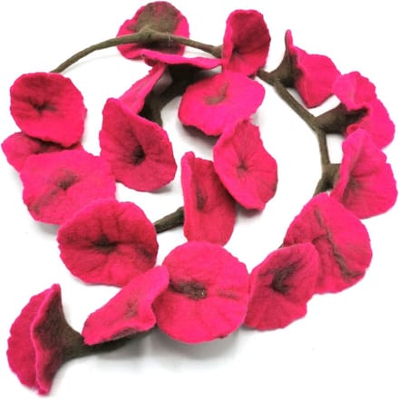 Vilten Bloemen Slinger Fuchsia - Handgemaakt - Lengte ca. 180cm