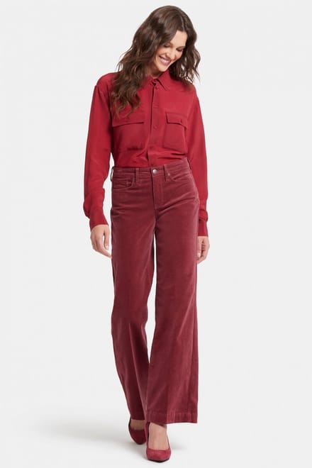 Teresa Wijde Pantalon Rood Corduroy