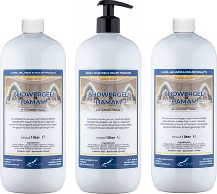 Douchegel Hamam 1 liter - set van 3 stuks - met gratis pomp - Showergel