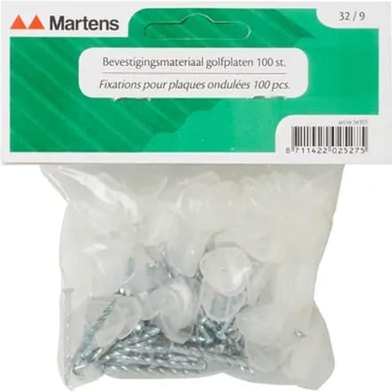 Martens Golfplaat Spijkers - Pvc - Polyester - 32/9 Wit - 100 St