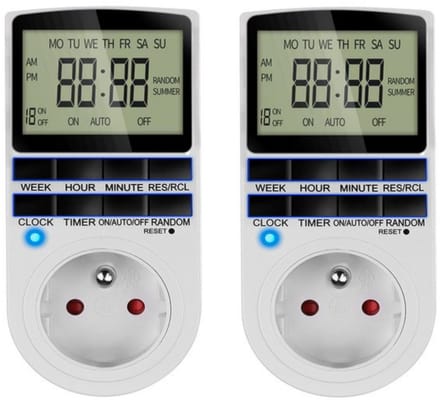 Izoxis Tijdschakelaar - 2x - wit - binnen - programmeerbaar - met display - 230V - elektrische apparaten