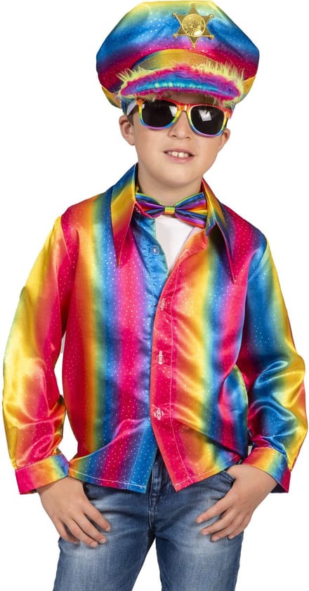 Disco shirt Stijn regenboogkleuren