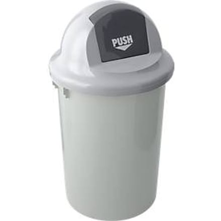 Push afvalemmer met deksel en inworpklep, 47 l, grijs