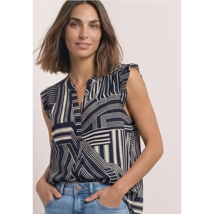 Blouse met split in de hals en ruches