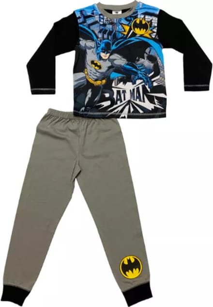 Batman Jongens Pyjama - Grijs - Maat 122/128 - Katoen - Lange Mouw - Tweedelig Huispak