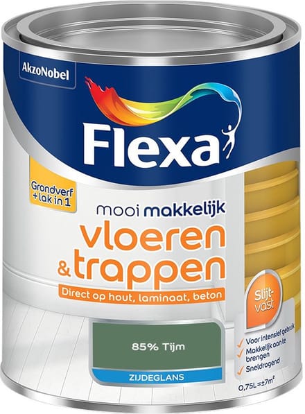 Flexa - Mooi Makkelijk Vloeren & Trappen Zijdeglans - 85% Tijm - Mengverf - 750 Ml