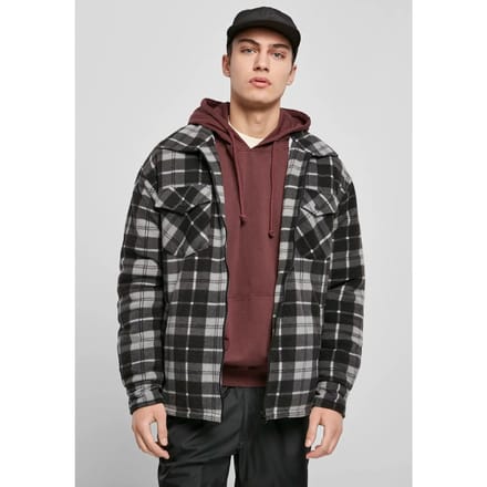 Urban Classics Plaid Teddy Lined Shirt Jacket Winterjas zwart-wit S