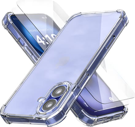 Hoesje geschikt voor iPhone 16 Plus Transparant - 2x screenprotector - beschermglas screen protector - Anti Shock hoesje case