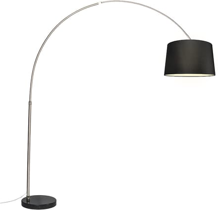 QAZQA XXL - Booglamp - staal kap 50cm schuin zwart