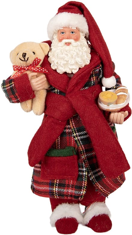 Clayre & Eef Kerstdecoratie Beeld Kerstman 16x11x28 cm Rood Kunststof