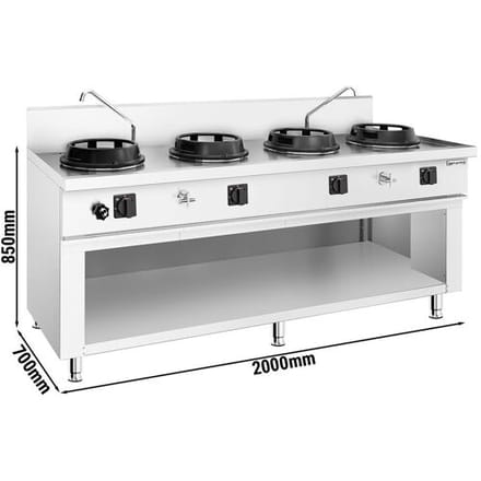 GGM Gastro Gas woktafel - 60,0 kW - 4 branders - incl. 2 kranen zilver
