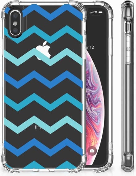 Apple iPhone X | Xs Doorzichtige Silicone Hoesje Zigzag Blauw