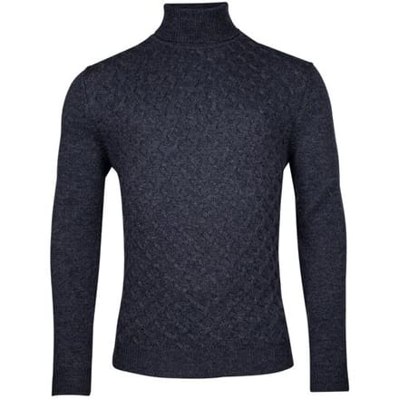 Baileys Trui Lambswool Rollneck Fantasy Diagonal Cable Knit Dark Blue / male