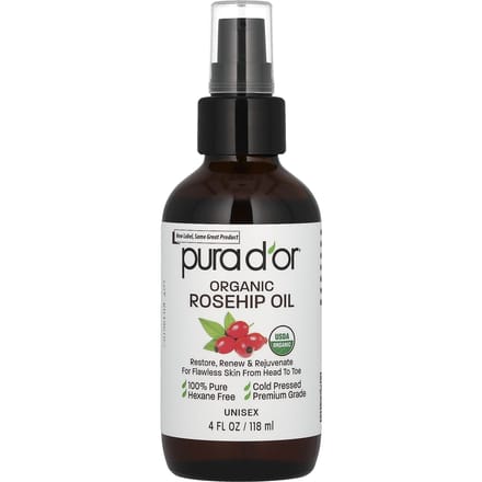 Pura D'Or, Organic Rosehip Oil, 118 Ml (4 Fl Oz) black