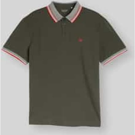 Tom Tailor - Piqué poloshirt met logo-print - Maat S - deep leaf green