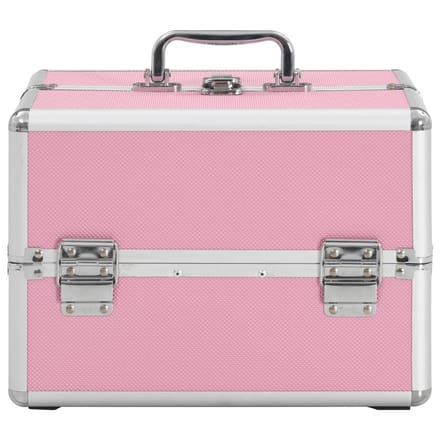 vidaXL - Make-up - koffer - 22x30x21 - cm - aluminium - roze