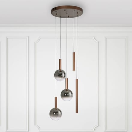 Paul Neuhaus LED hanglamp Bowl, Ø 54 cm, bruin/grijs, dimbaar.