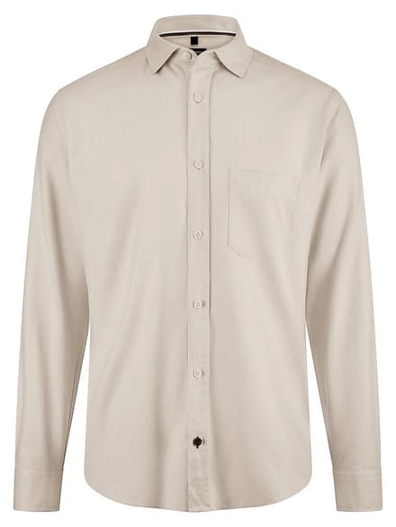 Flanellen overhemd Van Olymp beige