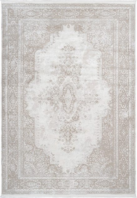 Vintage Vloerkleed | Tapijt | Elysee | Medaillon | Crème | 80x150 cm