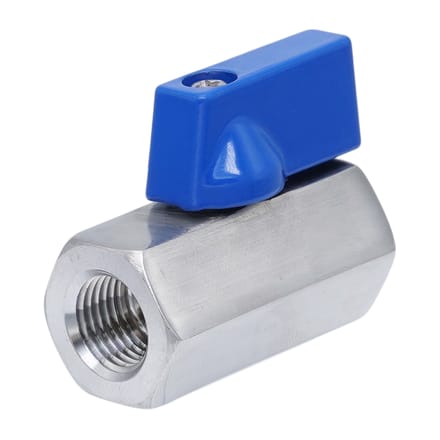 G 1/8'' F/F 2-Weg RVS Mini Kogelkraan 69 Bar PTFE - TamesonPRO 1113-018-F
