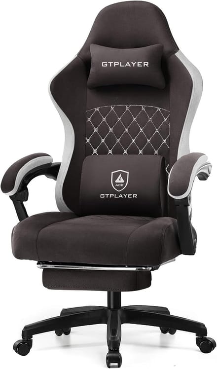 GTPLAYER - Gamingstoel Ergonomisch - Met Veerzitkussen en Voetensteun - Bruin