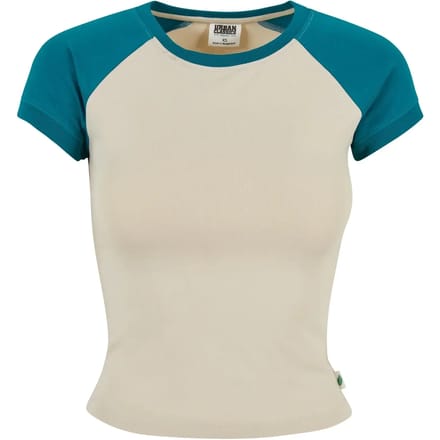 Urban Classics - Organic Stretch Short Retro Baseball Top - 5XL - Creme/Blauw