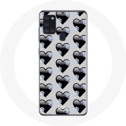 Coque Samsung Galaxy A21S Black Hearts background