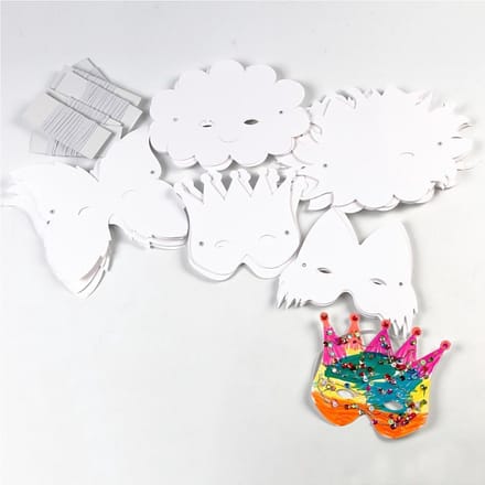 Fantasiemaskers - Inclusief elastiek, H: 15-20 cm, 230 gr, wit, 100 div