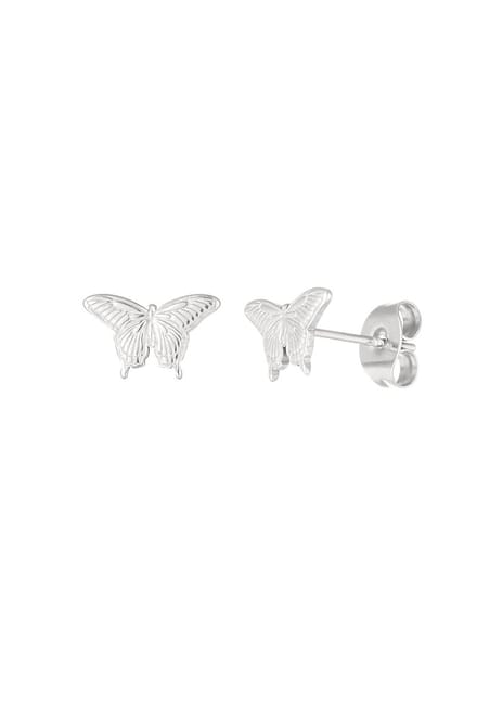 Oorsteker - vlinder - zilver - roestvrij staal