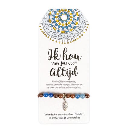Vriendschapsarmband met sodaliet | Blauw | Ik hou van jou voor altijd