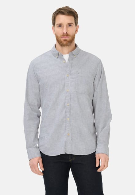 camel active Overhemd van linnenmix - Maat menswear-S - Stormblauw