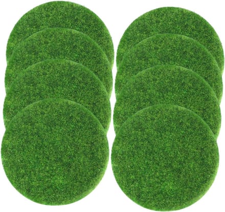 Nep Gras Matten - Miniatuur Gazon - Decoratief Gebruik - Set van 8 - 7.5 cm Rond - Groen