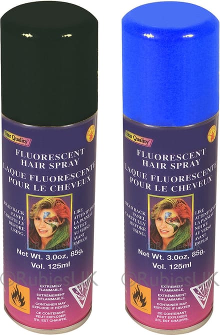 Haarverf/haarspray - 2x - blauw/zwart - spuitbus - 125 ml - Carnaval/halloween