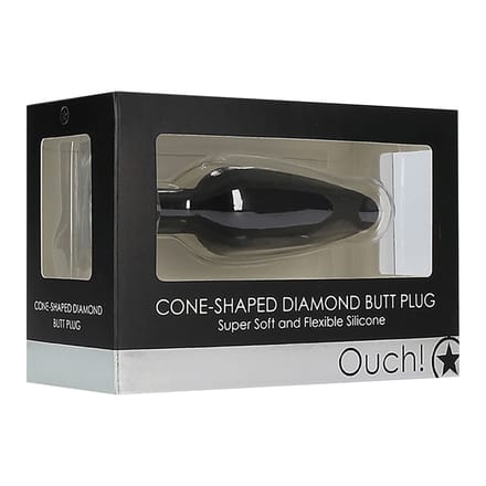 Ouch - Kegelvormige Diamond Butt Plug - Zwart