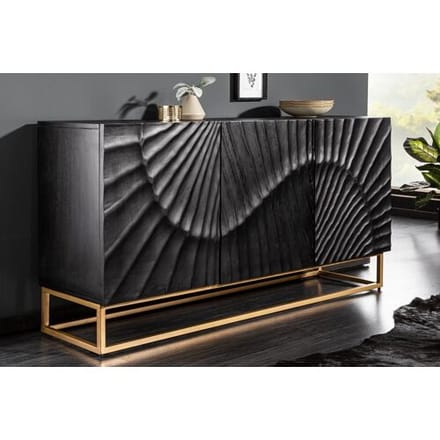 Dressoir zwart mango 140 cm