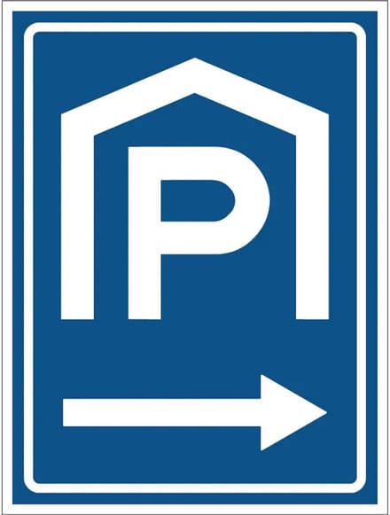 Parkeergarage rechts sticker | 28 x 21 cm