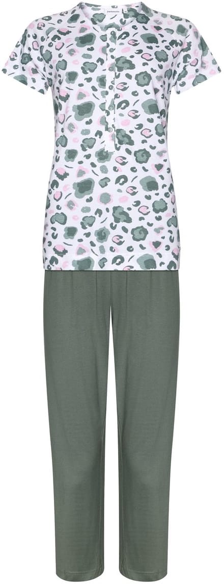 Pastunette Pyjama Green Breeze - Bio Katoen - Wit/Groen - Maat 36